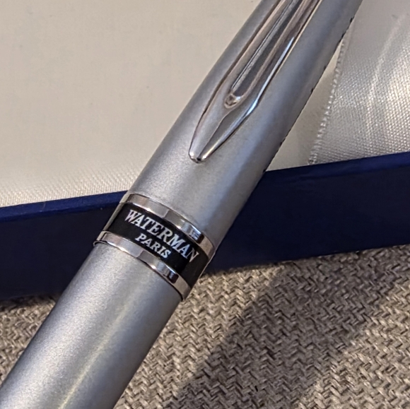 Waterman Brushed Chrome Ballpoint Pen & Box - Picture 10 of 12